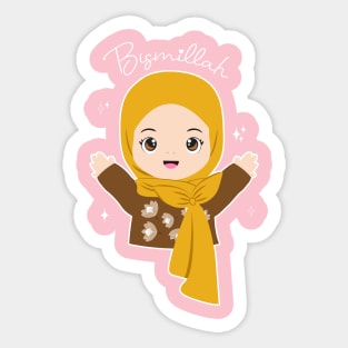 Hijab girl say Bismillah Sticker